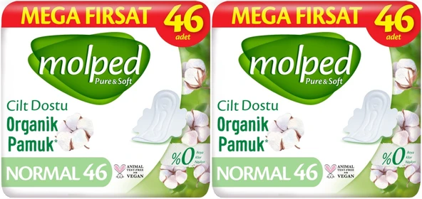 Molped Pure&Soft Hijyenik Ped Normal 92 (2PK*46) Adet Mega Pk - 1
