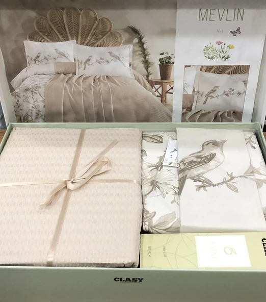 Clasy %100 Pamuk Çift Kişilik Pikeli Nevresim Takımı Oda Kokusu Hediye - 5