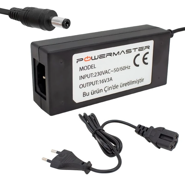 Powermaster PM-14311 16 Volt - 3 Amper 5.5*2.5 Mm Uçlu Plastik Kasa Santral Adaptörü