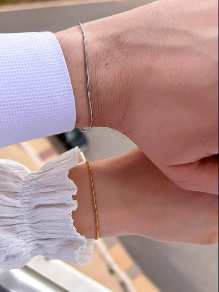 Çift Sevgili Bilekliği Çelik Bileklik Seti Kişiselleştirilebilir Hediye Seti VS.BLKT.0233 - Resim 3