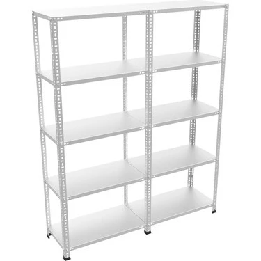 43x186x200 2 li bitişik 5 katlı çelik raf modülü