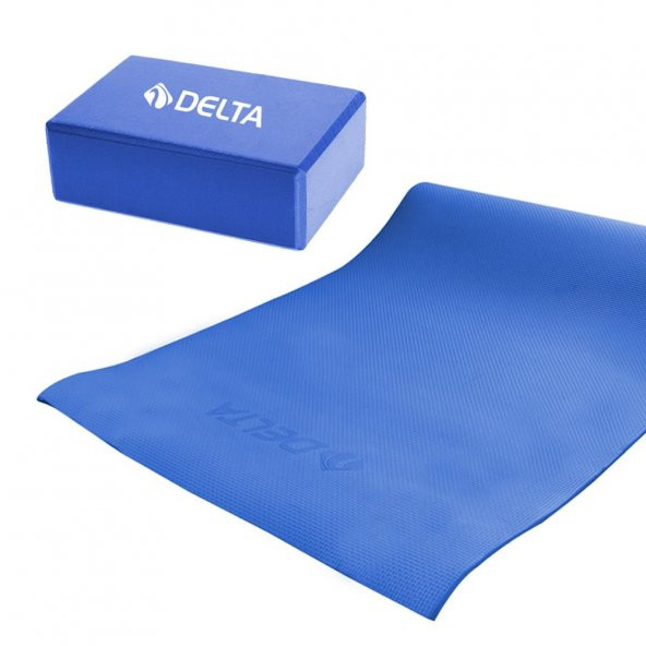 Delta Eva Yoga Matı ve  Yoga Blok - Yoga Köpüğü Mavi