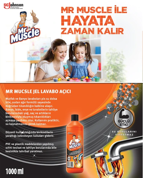 Mr Muscle Jel Lavabo Açıcı 1000 ml x 2 adet - 6