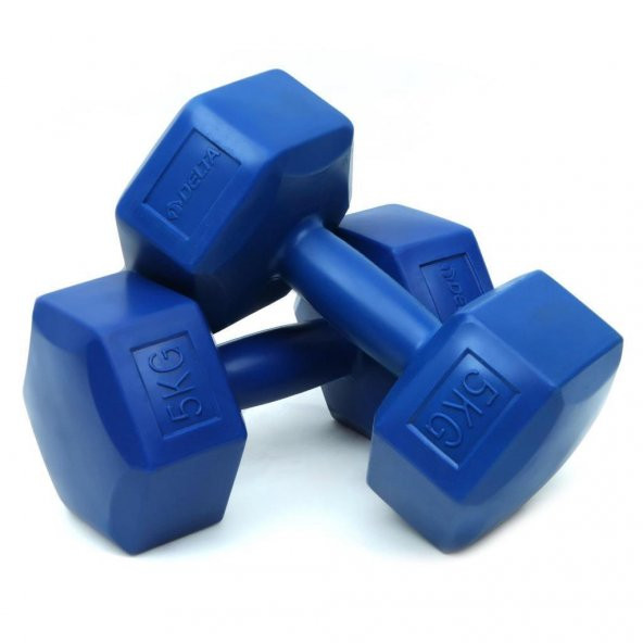 Delta 5 Kg x 2 Adet Köşeli Mavi Plastik Dambıl Ağırlık Seti