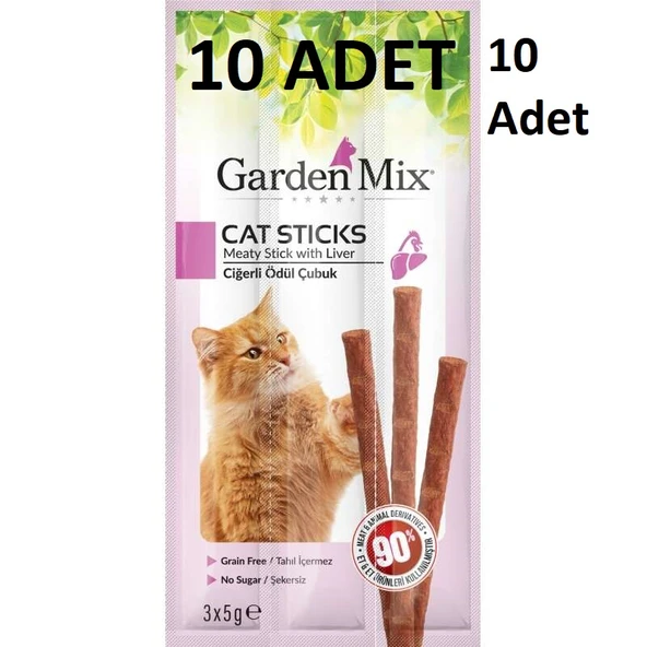 10 Adet Gardenmix Ciğerli Kedi Stick Ödül 3*5g Skt: 01/2026