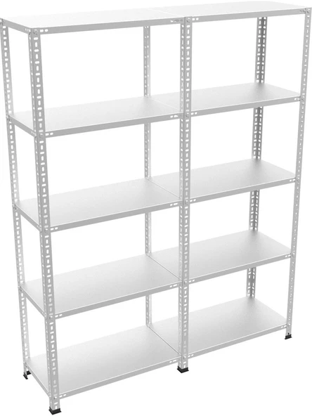 31x186x250 2 li bitişik 5 katlı çelik raf modülü