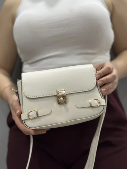 Zerej kemerli krem cilt çanta - 4