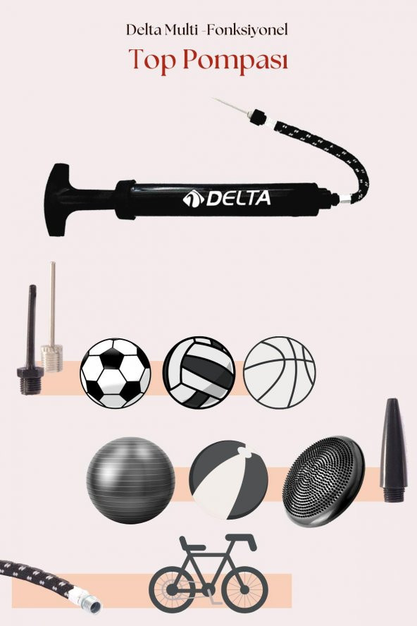 Delta Top Pompası Futbol Basketbol Voleybol Hentbol Pilates Ve Bosu Topu Denge Diski Şişirme Pompası - 3