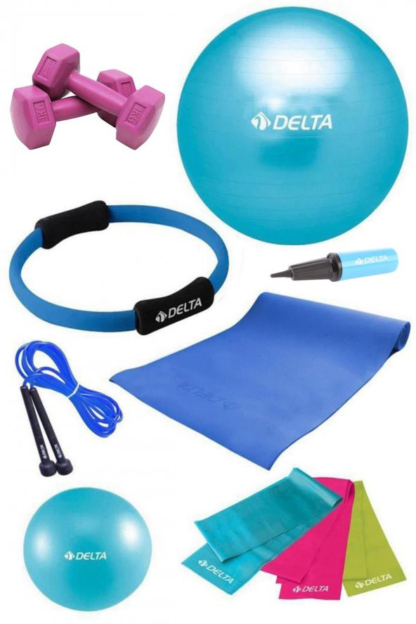Delta 4 MM Minderli PTS Turkuaz Full Pilates Seti ( 55 cm - 20 cm )