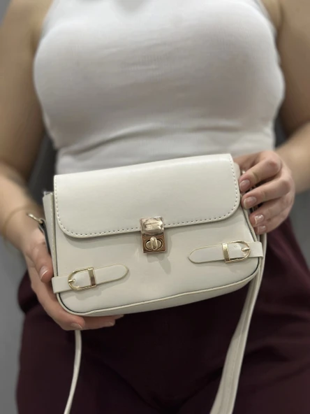 Zerej kemerli krem cilt çanta - 3