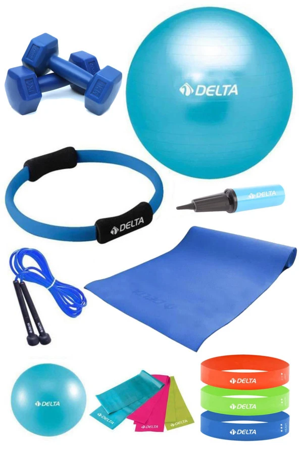 Delta 4 MM Minderli PTS Turkuaz Full Pilates Seti ( 65 cm - 20 cm )