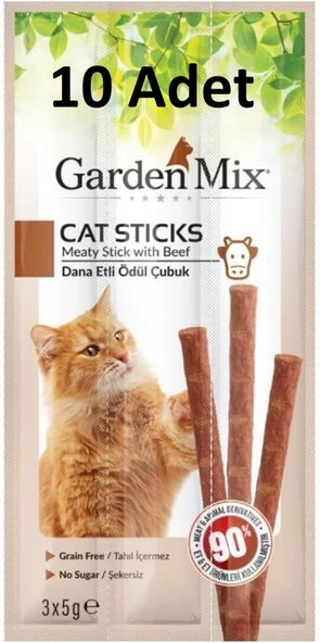 10 Adet Gardenmix Dana Etli Kedi Stick Ödül 3*5g Skt: 01/2026 - 1