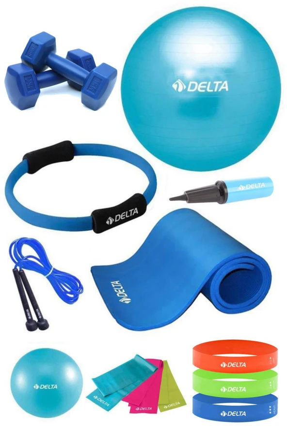 Delta 10 MM Minderli PTS Turkuaz Full Pilates Seti (65 cm 20 cm)