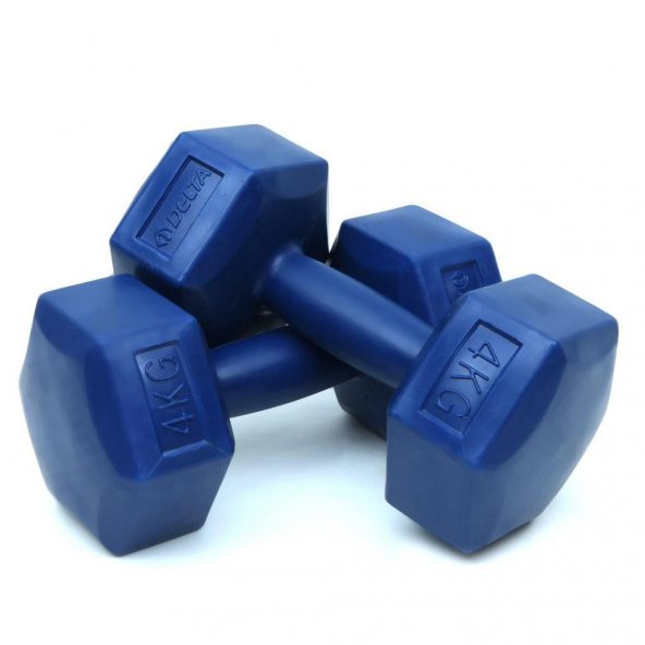 Delta 4 Kg x 2 Adet Köşeli Mavi Plastik Dambıl Ağırlık Seti