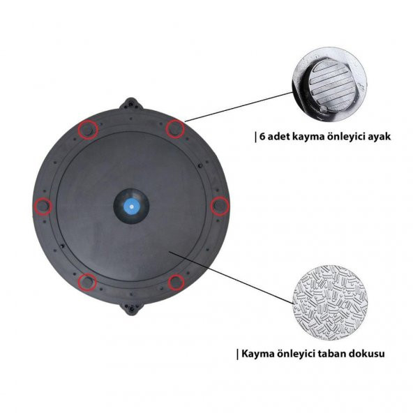 Delta Uluslararası Standart Ebatlarda 62 Cm Çap Bosu Ball Bosu Topu Pilates Denge Aleti (Pompalı) - 3