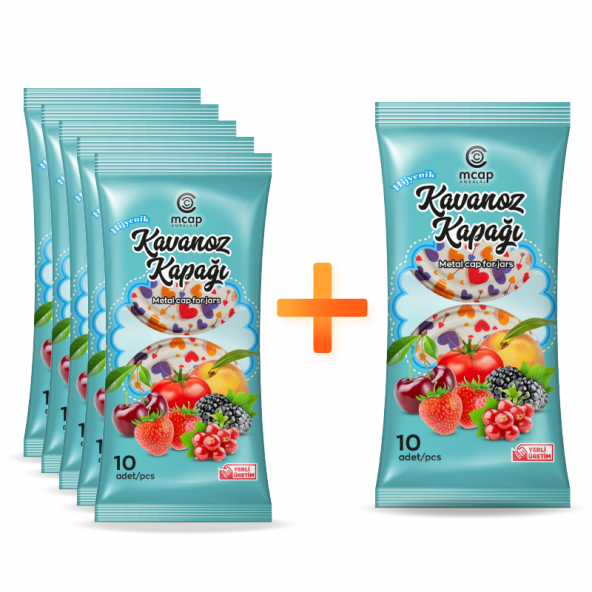 Kalp Desenli Kavanoz Kapağı (Standart Boy - 82mm) (5+1 Paket - 60 Adet)