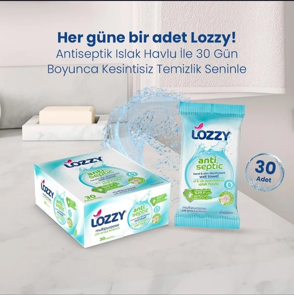 Lozzy El ve Cilt Dezenfektan Mendilleri - 30'lu Antiseptik Mendil Paketi - 3