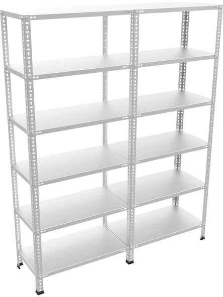 31x186x200 2 li bitişik 6 katlı çelik raf modülü