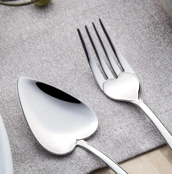 Nehir Can & Canan 12 Adet Sade Tatlı Çatal Kaşık Takımı - Resim 5