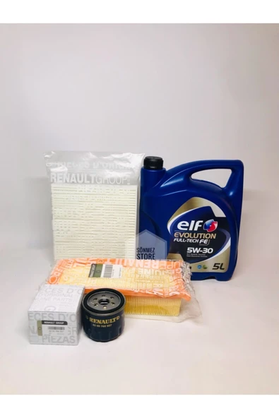 ELF Dacia Duster 1.5 Dci Filtre Seti 5w30 Motor Yağı (4lü Set) Uyumlu