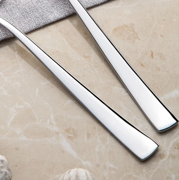 Nehir Can & Canan 12 Adet Sade Tatlı Çatal Kaşık Takımı - Resim 4