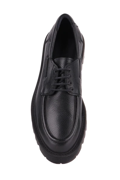 Shoetyle - Siyah Hakiki Deri Bağcıklı Erkek Günlük Ayakkabı 115-K512 - Resim 7