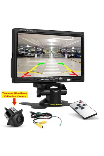7 Inç Ekran + Tampona Gömülen Geri Vites Kamera (Ikisi Bir Arada Mükemmel Set)