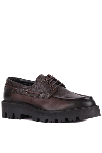 Shoetyle - Kahverengi Hakiki Deri Bağcıklı Erkek Günlük Ayakkabı 115-K512 - Resim 4