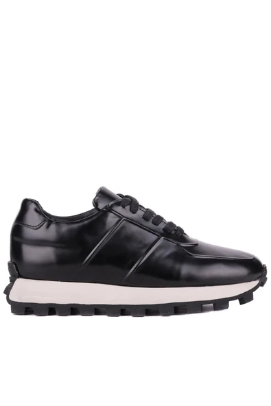 Shoetyle - Siyah Hakiki Açma Deri Bağcıklı Erkek Sneaker 115-K556 - Resim 2