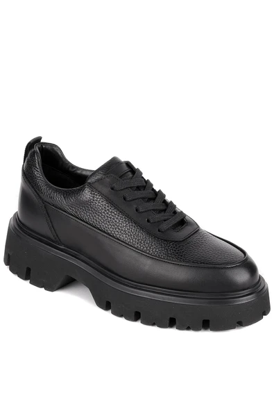 Shoetyle - Siyah Hakiki Deri Bağcıklı Erkek Günlük Ayakkabı 115-K534 - 3