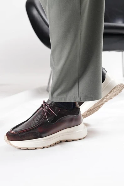 Shoetyle - Kahverengi Hakiki Deri Bağcıklı Erkek Günlük Ayakkabı 115-K525 ürün görseli