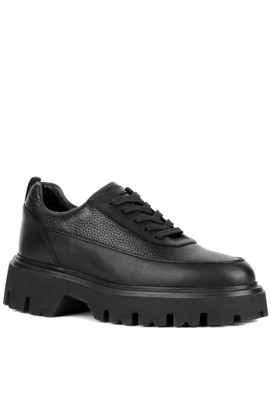 Shoetyle - Siyah Hakiki Deri Bağcıklı Erkek Günlük Ayakkabı 115-K534 - 4