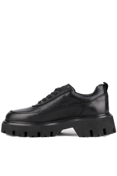 Shoetyle - Siyah Hakiki Deri Bağcıklı Erkek Günlük Ayakkabı 115-K534 - 5