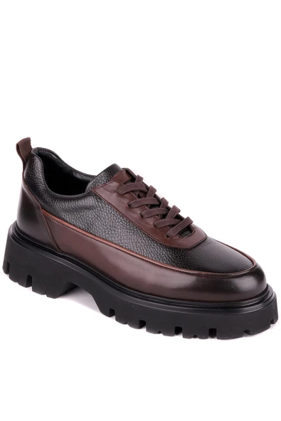 Shoetyle - Kahverengi Hakiki Deri Bağcıklı Erkek Günlük Ayakkabı 115-K534 - Resim 3