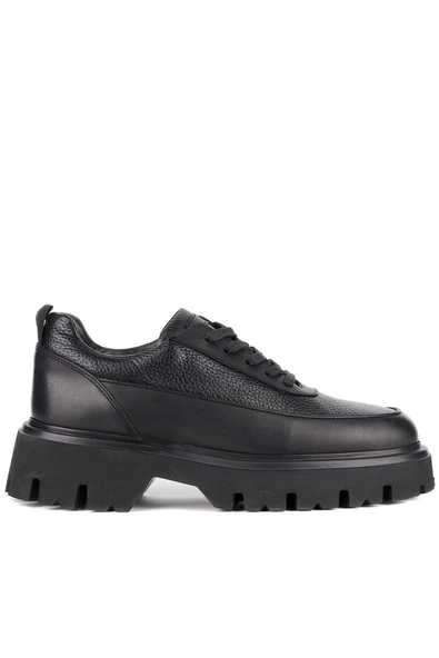 Shoetyle - Siyah Hakiki Deri Bağcıklı Erkek Günlük Ayakkabı 115-K534 - 2