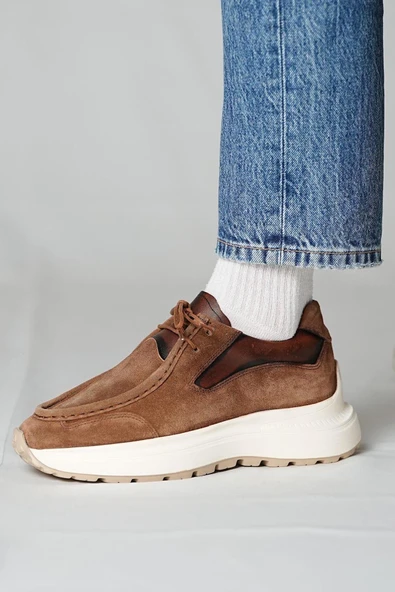 Shoetyle - Vizon Hakiki Süet Bağcıklı Erkek Günlük Ayakkabı 115-K525