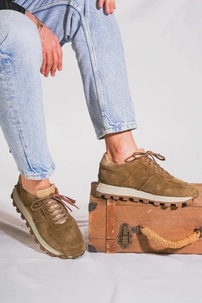 Shoetyle - Vizon Hakiki Süet Bağcıklı Erkek Sneaker 115-K556 ürün görseli