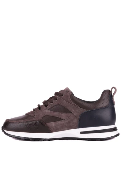 Shoetyle - Kahverengi Hakiki Deri Bağcıklı Erkek Sneaker 115-K511 - Resim 5