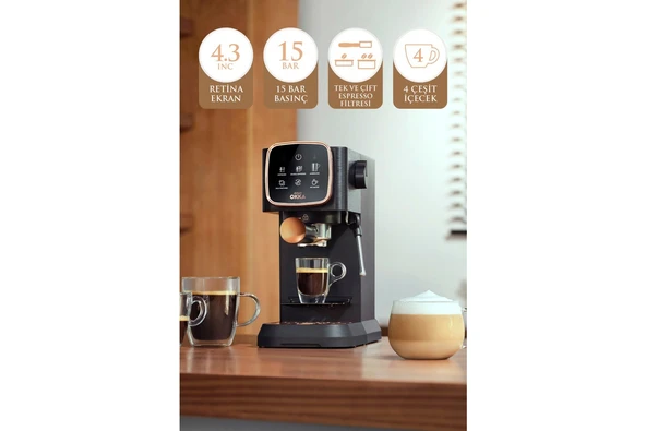 OK0034-04 Arzum Okka Espresso Solo Yarı Otomatik Espresso Makinesi - Bakır - 2