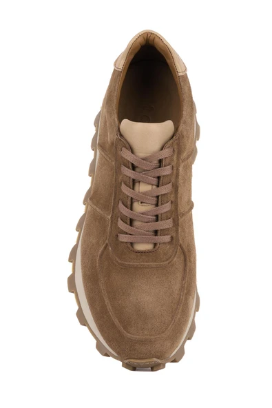 Shoetyle - Vizon Hakiki Süet Bağcıklı Erkek Sneaker 115-K556 - Resim 6