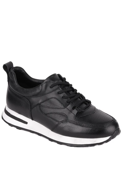 Shoetyle - Siyah Hakiki Deri Bağcıklı Erkek Sneaker 115-K511 - Resim 3