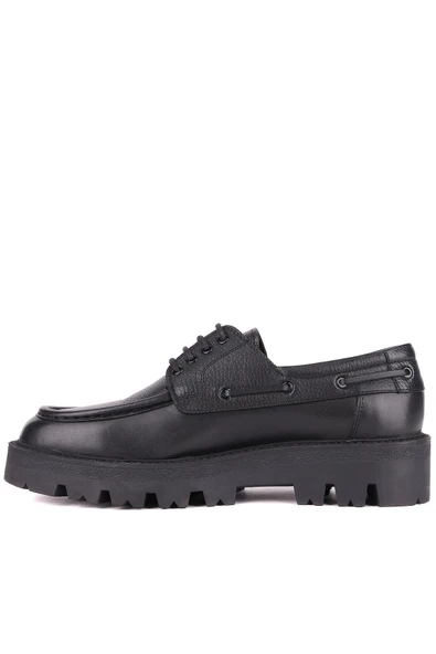 Shoetyle - Siyah Hakiki Deri Bağcıklı Erkek Günlük Ayakkabı 115-K512 - Resim 5