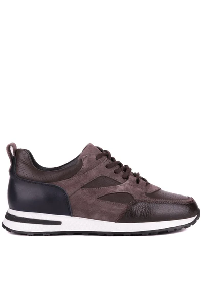 Shoetyle - Kahverengi Hakiki Deri Bağcıklı Erkek Sneaker 115-K511 - Resim 2