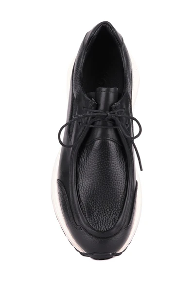 Shoetyle - Siyah Hakiki Deri Bağcıklı Erkek Günlük Ayakkabı 115-K525 - Resim 7