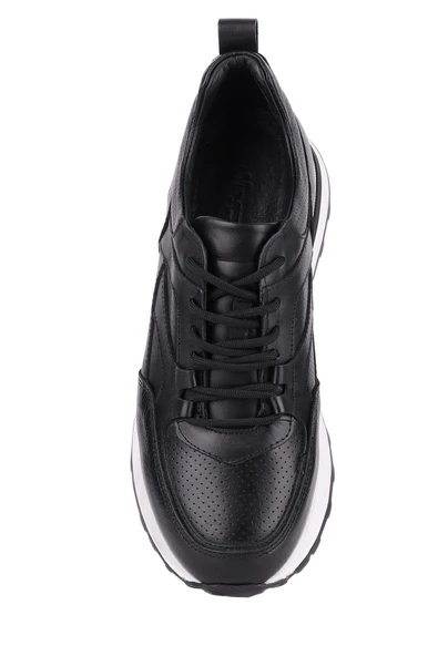 Shoetyle - Siyah Hakiki Deri Bağcıklı Erkek Sneaker 115-K511 - Resim 7