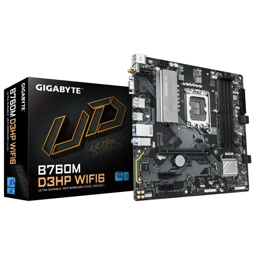 GIGABYTE B760M D3HP WIFI6, 4xDDR5, 2xM.2, DP, HDMI, VGA, Wi-Fi 6E, Bluetooth v5.3, 12-13.14.Nesil, LGA1700 Soket, Anakart