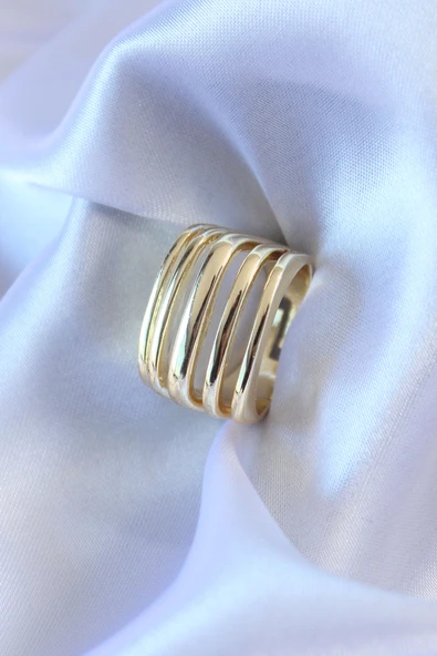 Gold Renk Kaburga Model Kadın Yüzük - TJ-BYK2675
