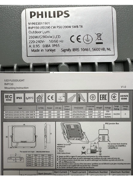 (1 Adet) PHILIPS 200W PROJEKTÖR BEYAZ (6500K) BVP160 G2 LED200 CW PSU SWB TR - 4