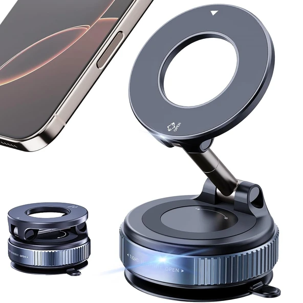 TriLine Manyetik Vakum Araç Montaj Telefon Üniversal Tutucu X68 Stand 360 ° Ayarlanabilir Katlanabilir - 6