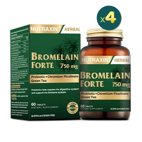 Nutraxin Bromelain Forte 60 Tablet 4'lü